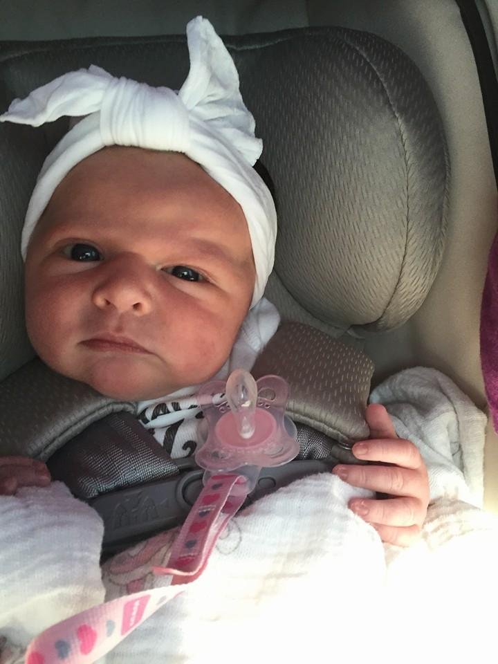 Here is Lina Kate heading out to see the doc earlier today, Great Grandma Carlotta! She gained back more than 4 ounces and her doc was very pleased! She is the sweetest girl! 😍