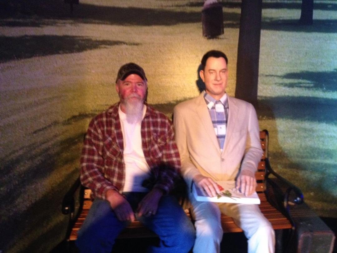 My honey chatting it up with Mr. Gump!! Lol