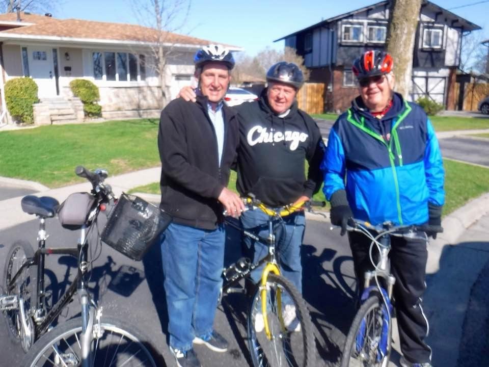 First bike ride of the year. Brian, Don Anderson and Tom Murphy. Sunny but cool.