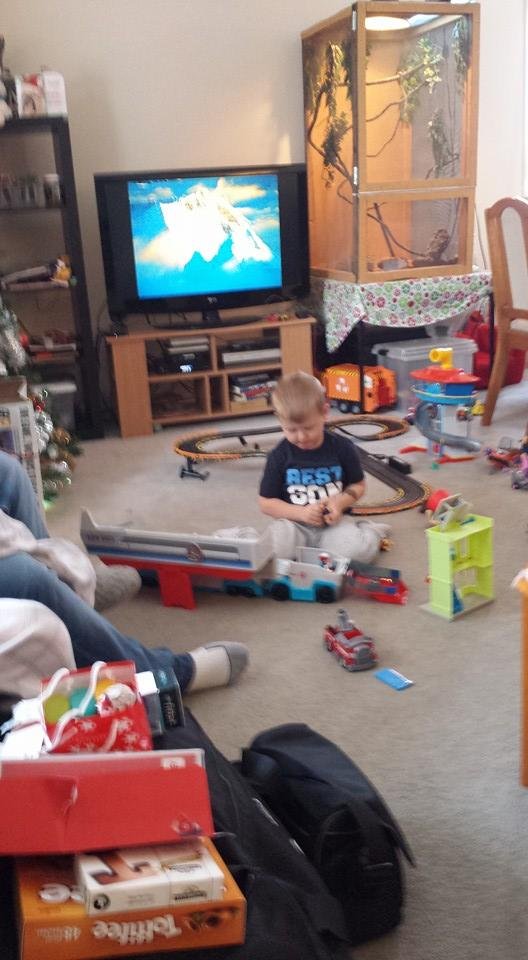 Rylan with all his new Paw Patrol. toys😲