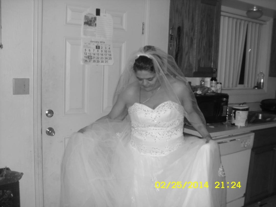 me new wedding dress now we have to set the date 25yrs later