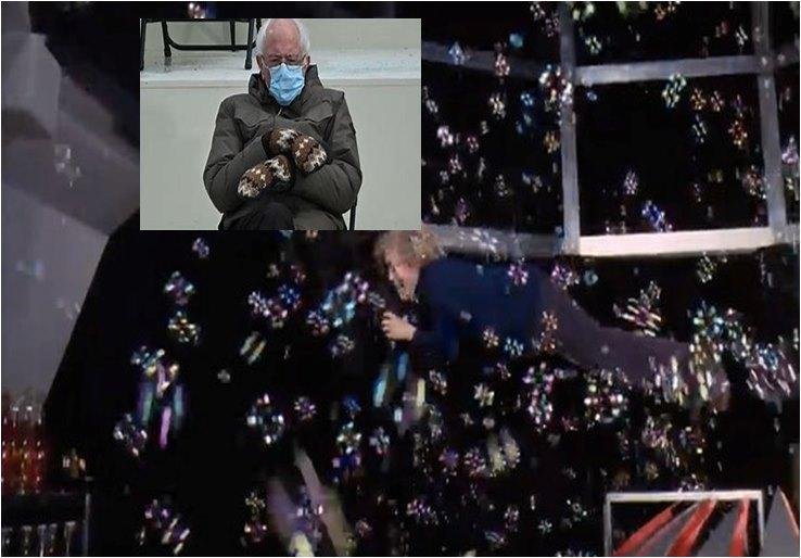 I can't do photoshop, but we thought Bernie as Grandpa Joe in the tube with Charlie would be cool. I hope someone can do a better job.