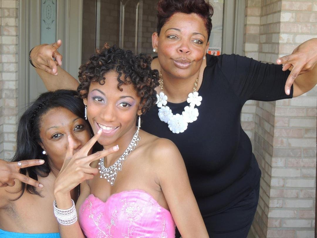 The girls acting silly!