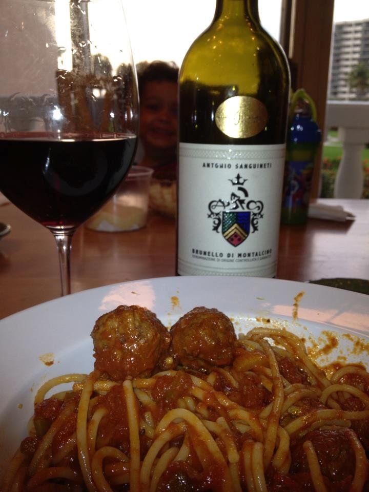 Well can it get any better? Antonio Sanguineti Brunello, Spaghetti, and our daughter Kelli and grandson Kellen.