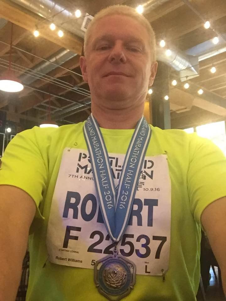 I survived the Portland Half Marathon. Getting my grub on now at Pine Street Market.😊
