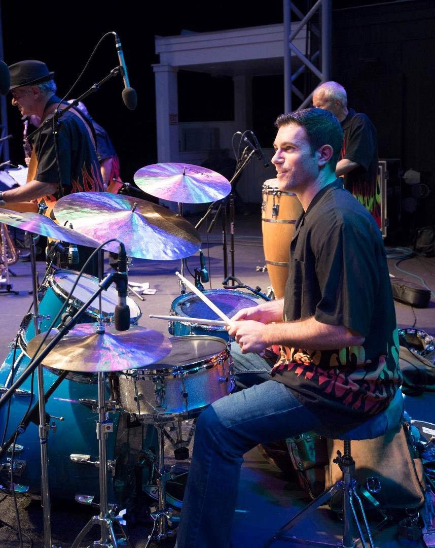 The opportunity to play with my son Jon... with my family in attendance - is a great thrill! It gets no better. And, he's a good drummer. Family first! 
Levitt Pavilion, 2017. Old School Revue featuring Tom Bowes with Steph