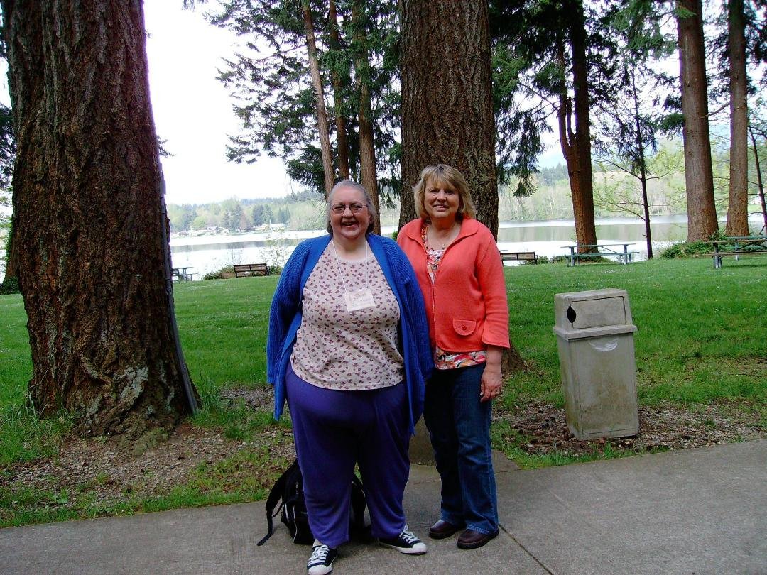 Barbara Hansen with Sue Erickson at Women's Retreat at Black Lake before I lost a lot of weight.