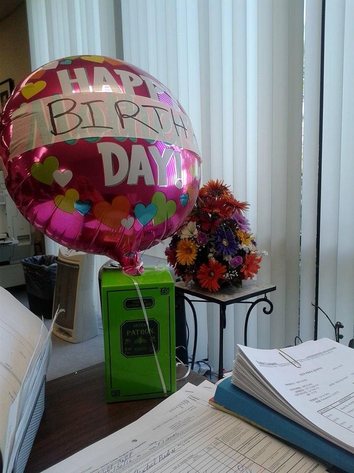 My birthday is not till Sunday, but I have the best coworker. Yesterday lunch & walked in to this on my desk this a.m.:-)