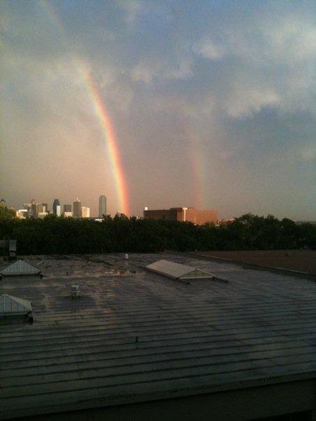 Looking out toward downtown at two full Rainbows... Part1