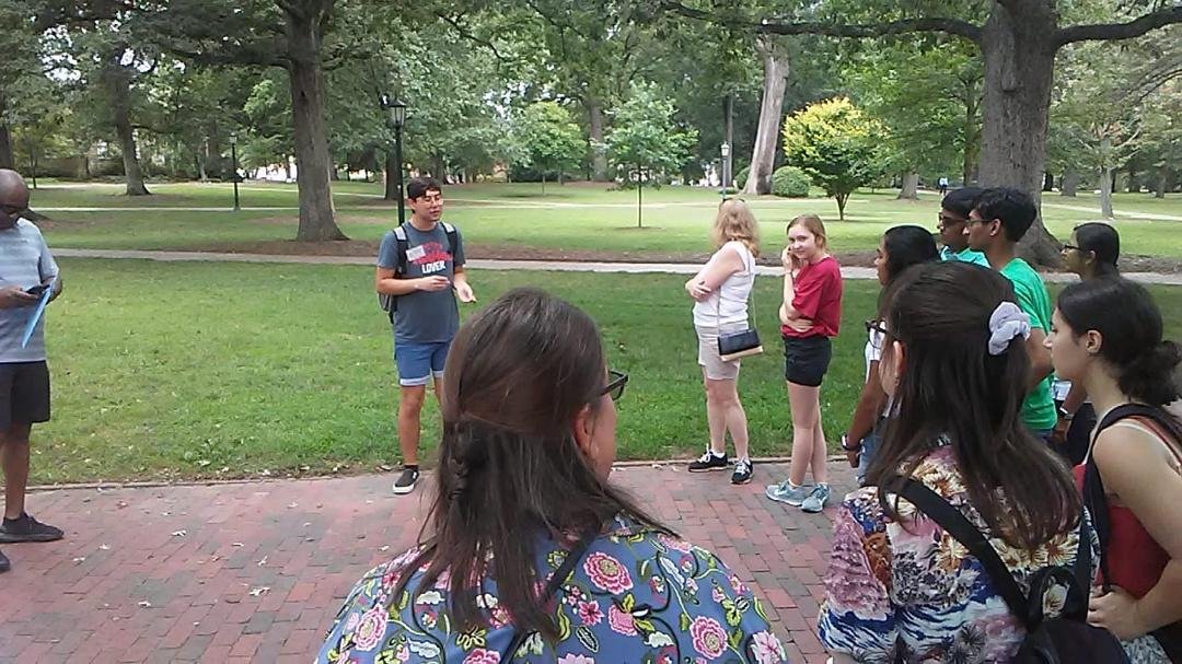 Carlene and mom with our tour guide at UNC Chapel Hill. Great presentation - impressive school.