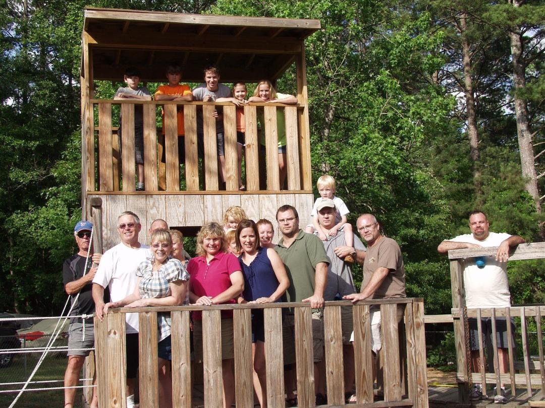 Family Pix on the backyard Fort the grandchildren built