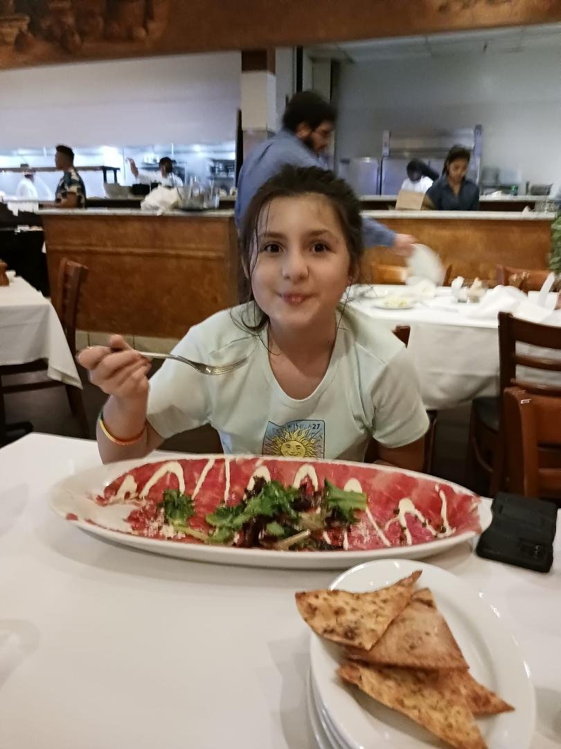Enjoying our birthday beef carpaccio!