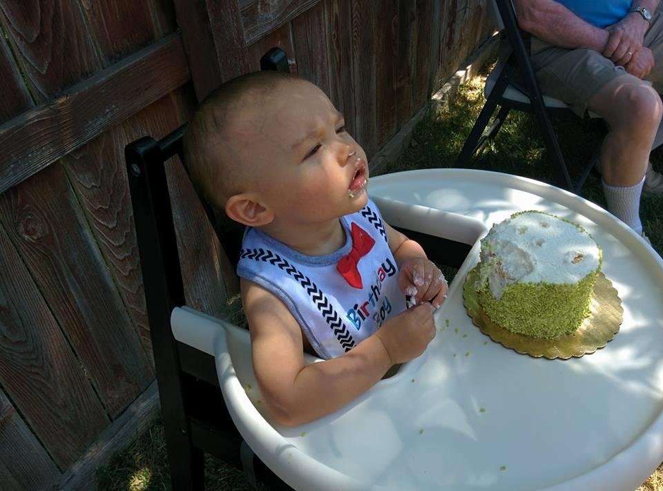 Ozzie and his first birthday cake!