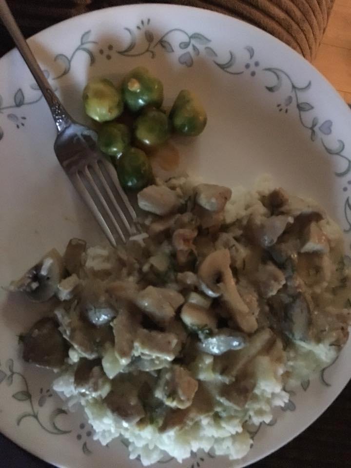 I made chicken and mushrooms in a creamy dill sauce over rice for tonight’s dinner!