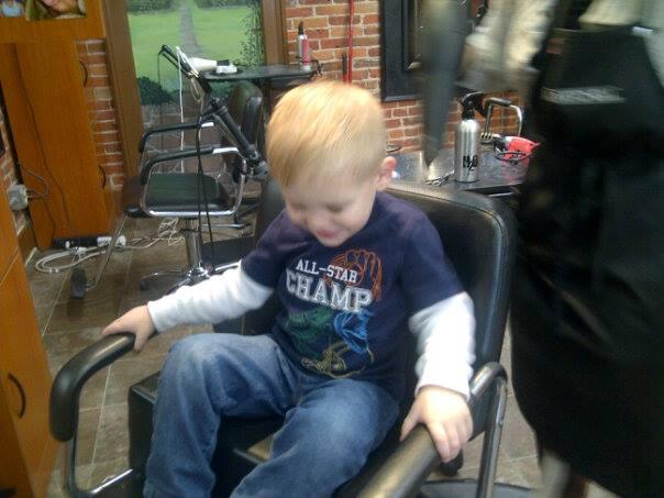 Josh with his new haircut he was so busy talking he forgot. I was there