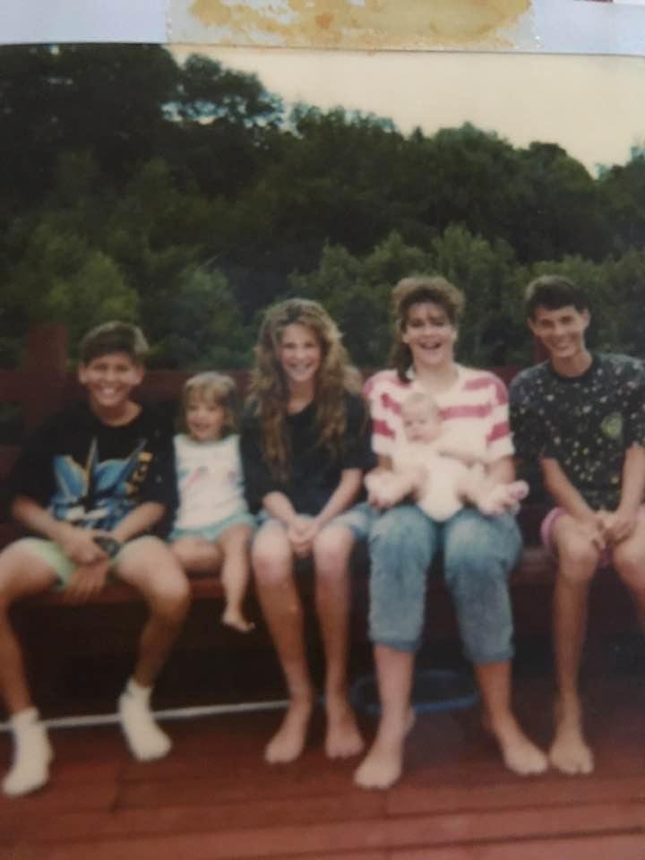 Remember when..Carl, Amanda, Tara, Erin (with Tabatha) Eric..Pool side.