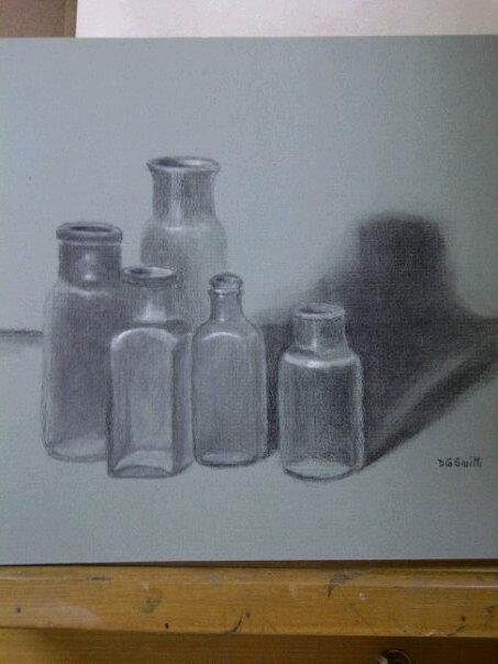 Antique bottles carbon pencil