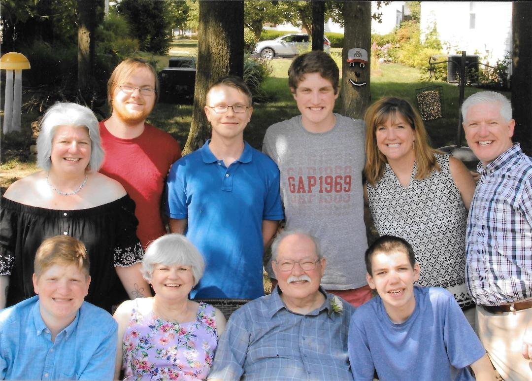 Joyce & I surrounded by our family. Picture from our 50th anniversary vow renewal in August. Daughter Jennifer, Son John jr, Daughter-in law Jennifer, and 5 grandsons Aaron Dakota Andrew Aiden & Caleb. We are so proud of al