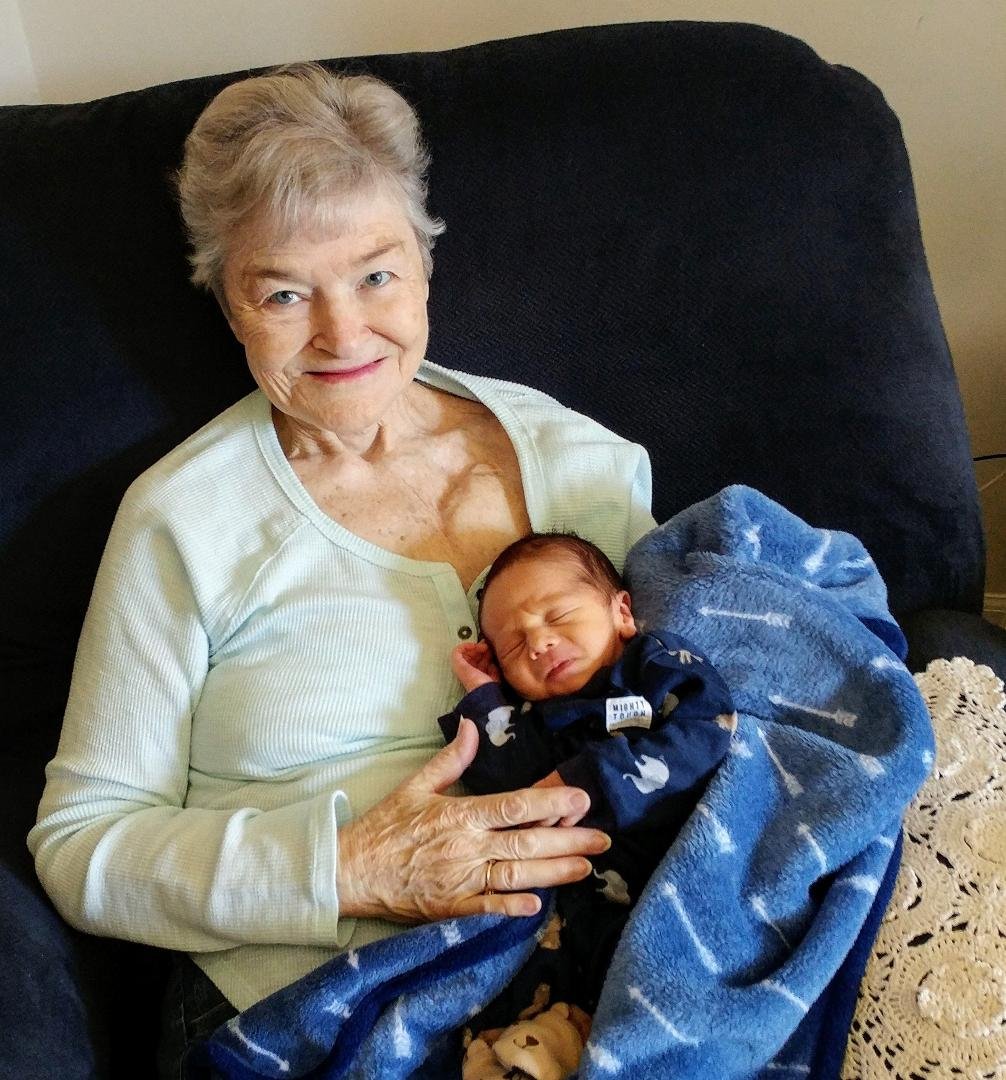 Look who came to visit Grandma today! He is so tiny and so sweet.