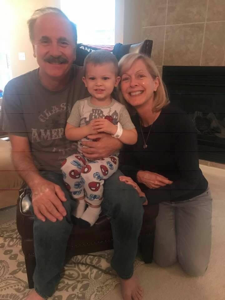 Little Maddox got tubes in his ears this morning and came and visited Grampy and Mimi..❤️