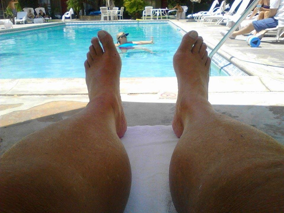 Experimenting by the pool.