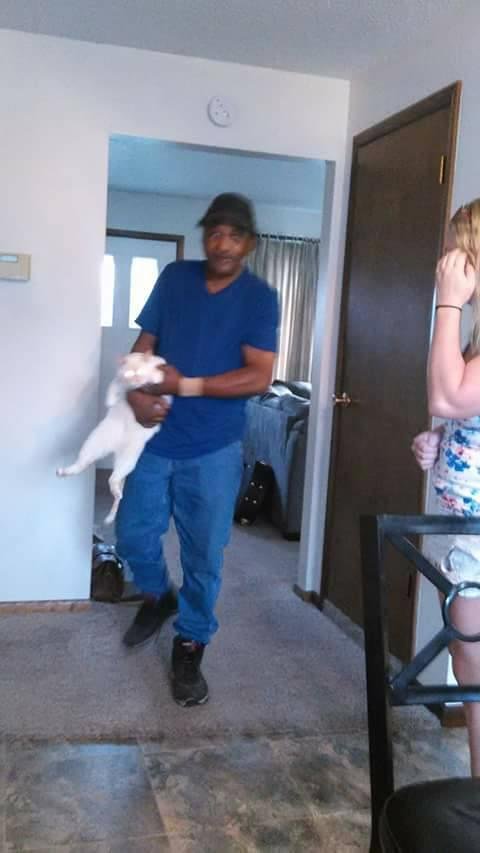 Bert's had a few to many Bud Lights. Hes playing with the cat! !!!!!