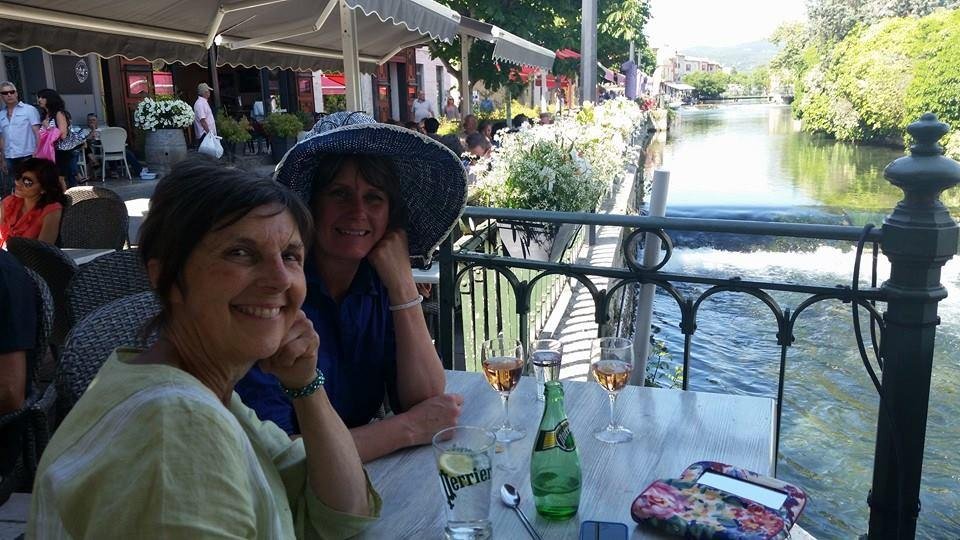 Refreshment time with Lynni and Jill on an outing in southern France.
