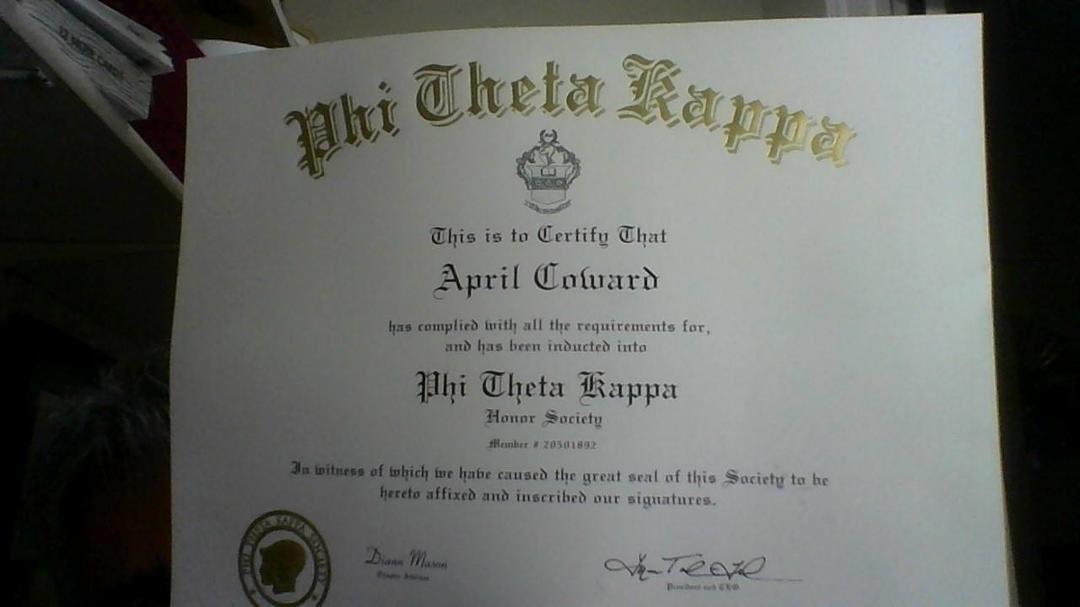 Came in the mail yesterday. Hated high school, now it looks like I might be a professional student and being an honor student isn't too bad either. Thank you to all my professors who sit the goal for me.Mr.Bushart,Mr.P.Mr.S