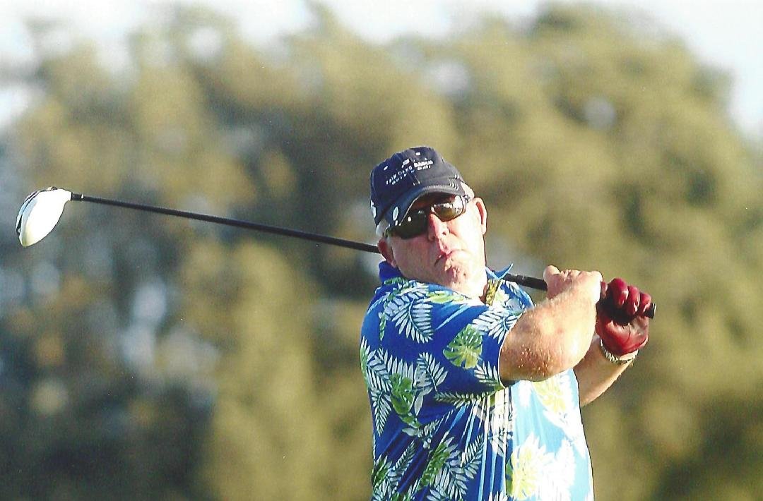 Jim teeing off at the Turtle Bay Arnold Palmer designed course in Hawaii