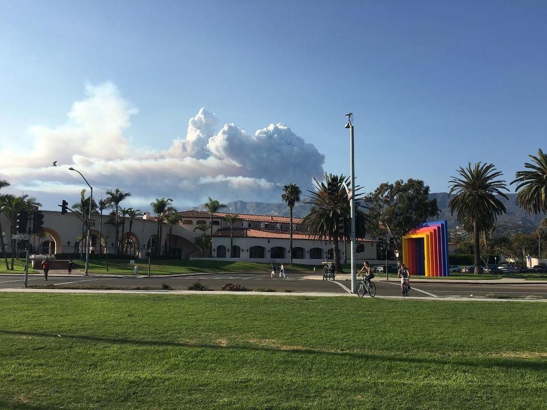 Fire behind mountains in Santa Barbara