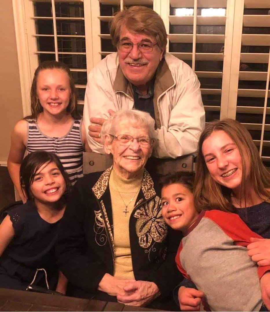 With Mom and grandkids, Taylor, Sara, Niki and Caleb