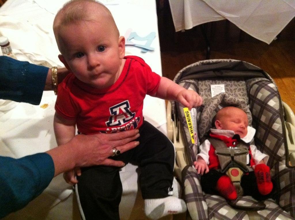 Wyatt (8 months) and his baby cousin.