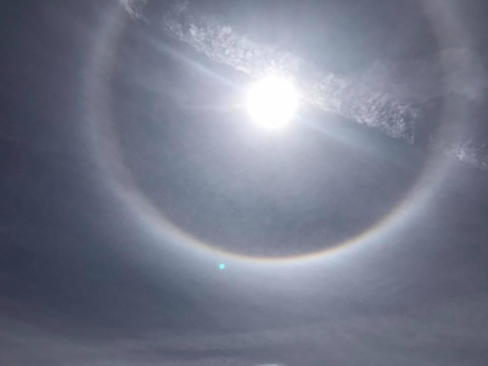 Saw this rainbow circling the sun today while at the Surf Club at Wallis Sands Beach in Rye NH