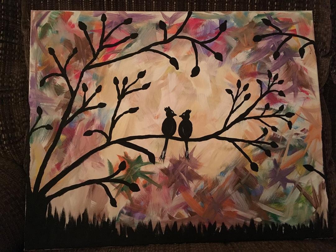 My Beautiful Daughter-in-law Alisen took me for a surprise early Mother's Day gift to an Artist that teaches people how to paint. We had a blast and this is what I painted freehand.
