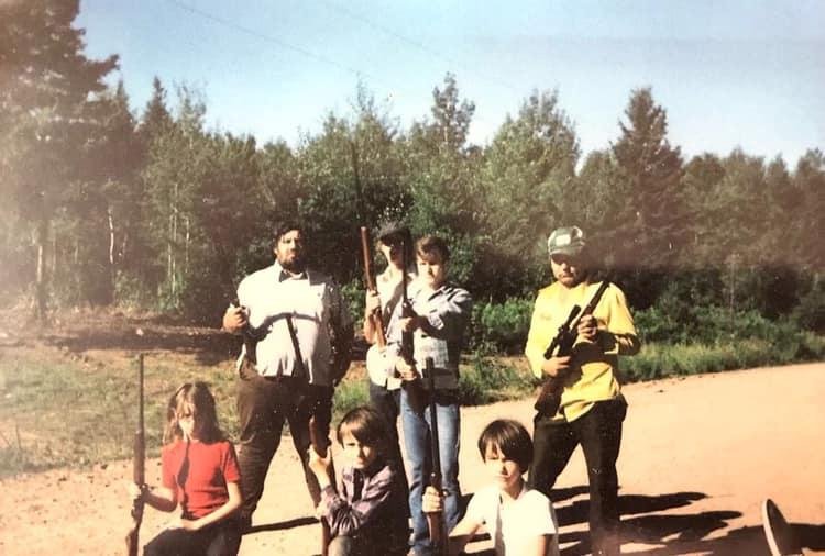 Back row: Pop, Billy Riley, Randy Crook, Uncle Bill. Kneeling: Cathy Waldschmidt, Jimmy Riley, Richard Riley. Guns were safe for kids in the 70’s. Guns haven’t changed, culture did.