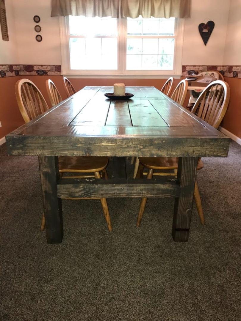 Brand New 110” long x 38” wide x 30” tall Handmade Rustic Farmhouse Dining Table.  Seats 8-10 Easily. $500 Cash and Will Deliver for free within 30 miles of 45044. 4 Available and Ready to go Today!
