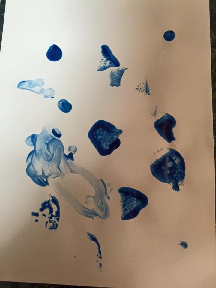 Evan's 1st Finger painting!!!
