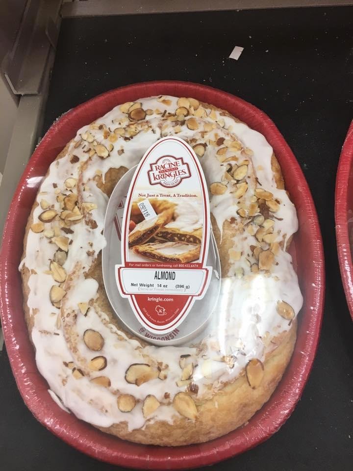 I'm In the Spring Hill Tennessee Target and I see Racine Kringle on the shelf. A Childhood favorite from my home town, Racine, Wi. The Cherry Kringle is my favorite.