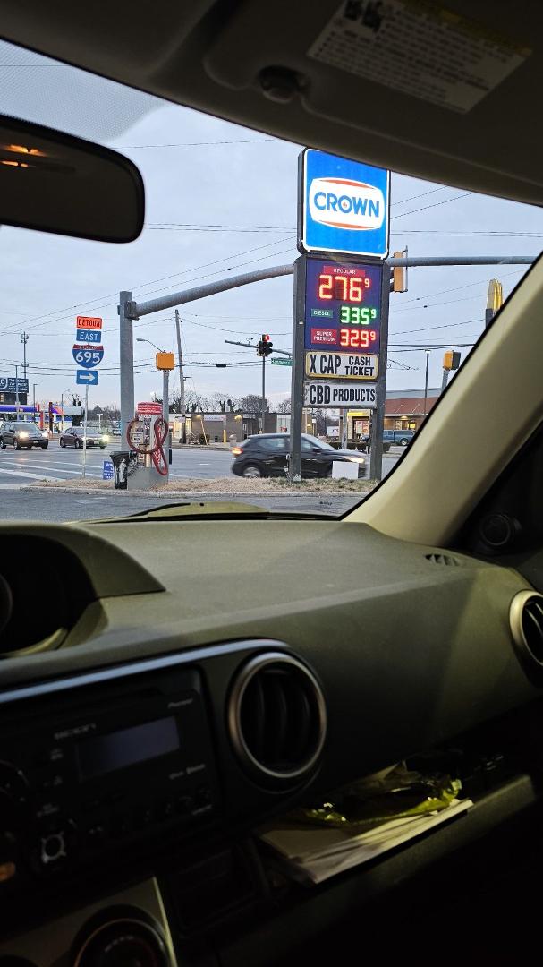 Cheapest gas I've seen so far. Caton ave./Hammond ferry rd. & Washington Boulevard.