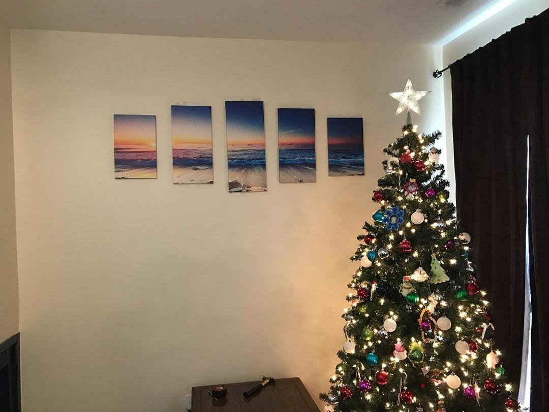 Nicole hung up our gift my dad got us for the house!