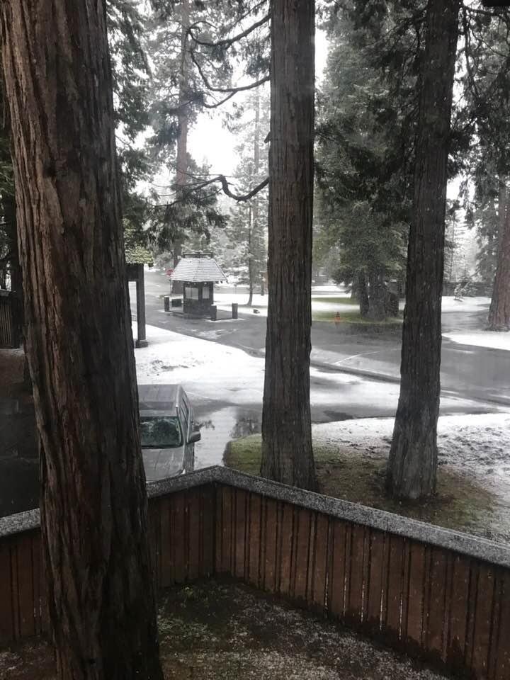 It’s snowing this morning in tahoe