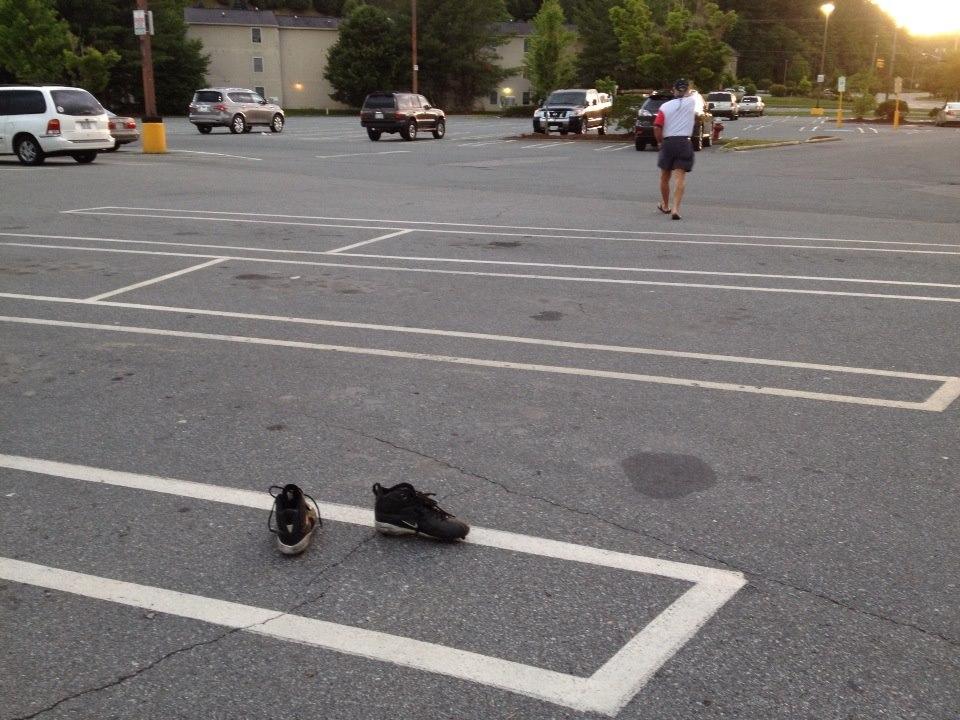 Interesting sight as we left the mall yesterday-maybe someone just bought new shoes!