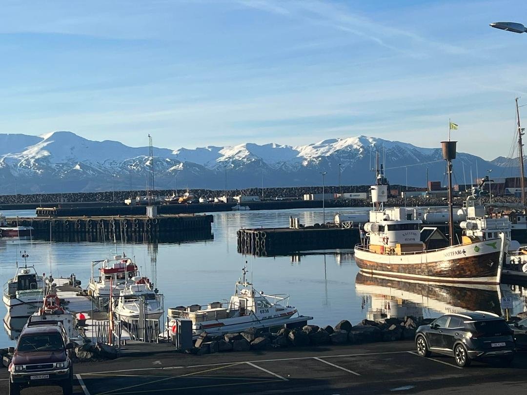 Fishing village port of Husavik Iceland