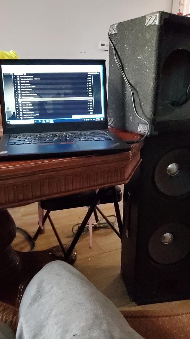 Buying and downloading new tracks. Joys of bring a dj. Constant song downloads. Already sitting at 62,000 tracks. Never ending cycle