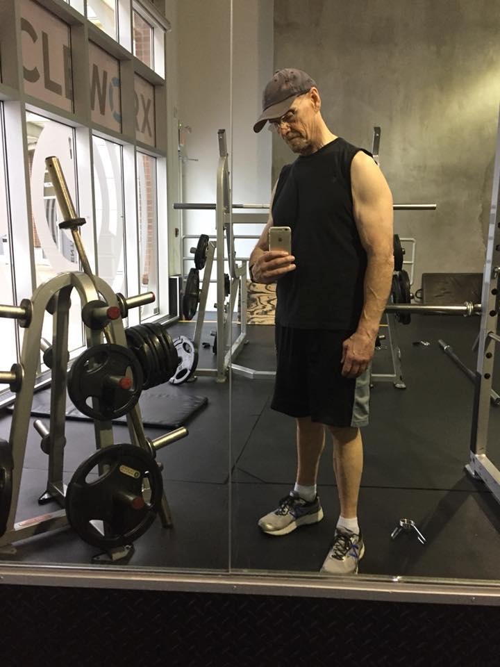 Local 75-year-old man masters the gym selfie