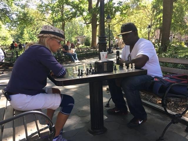 I love playing chess in Washington Square Park. My opponent was a good loser.