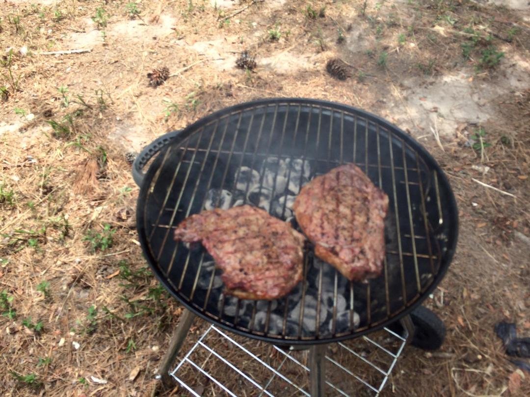 Steaks on grill its what's for dinner!!