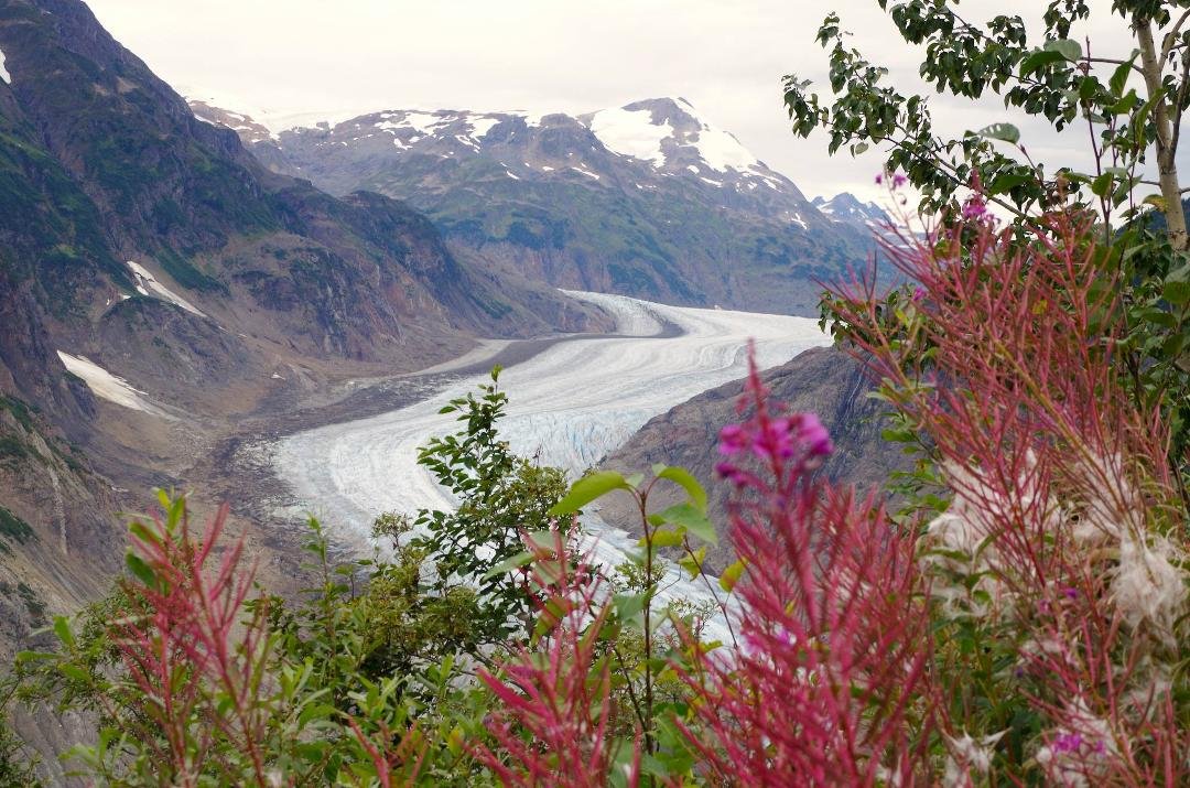 This is the summit view of Salmon Glacier outside of Hyder, Alaska.  This glacier is immense and just one of many in this mountain range.  We loved it here!