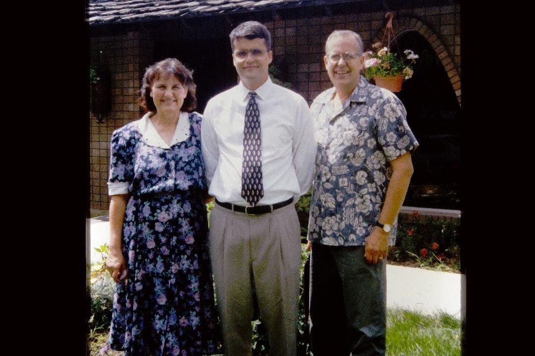 Karen, Bart, and Peter at my sister Effies home in (or about) 1994. OK, so we know where Bart got his good looks. (Effie and Merrill gave this to me yesterday.)