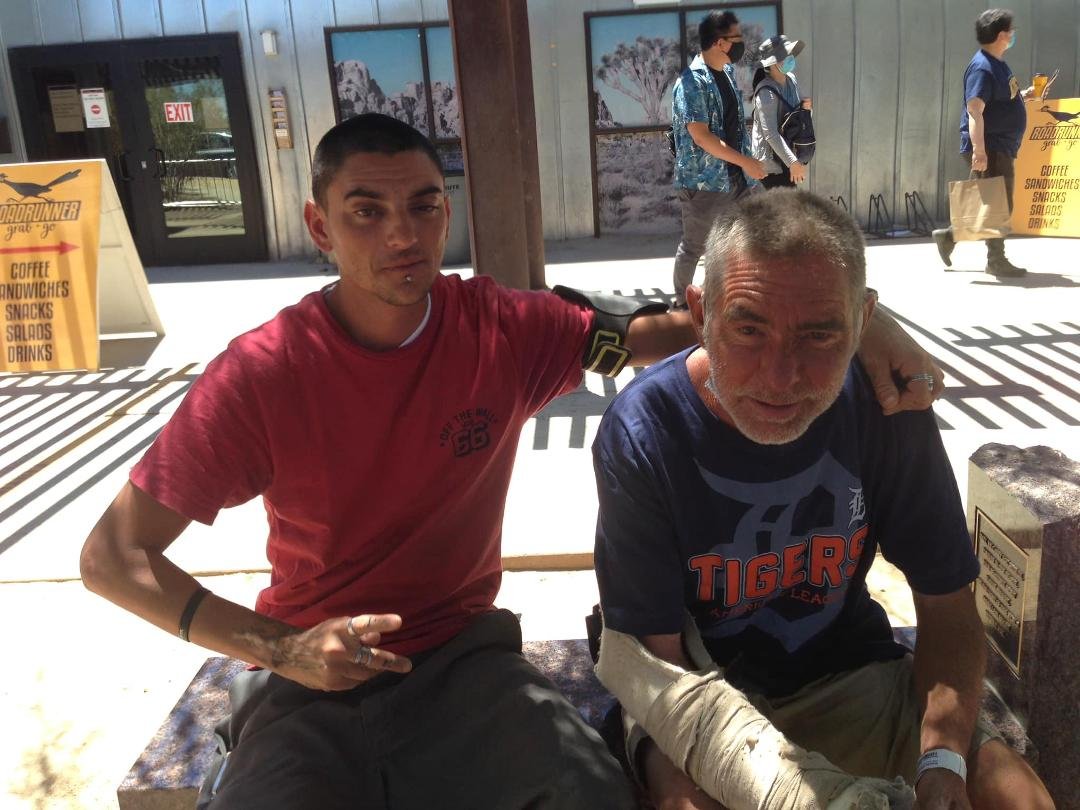 Hanging out with my friends at the visiting center.